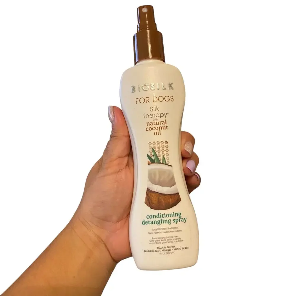 SET of TWO Biosilk for dogs - Silk Therapy Conditioning detangling Spray 7 Oz.